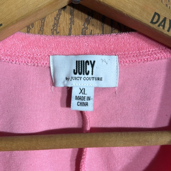 NEW Juicy Couture Pink Terry Cloth Short Dolman Sleeve Crop Top Size XL - Picture 3 of 13